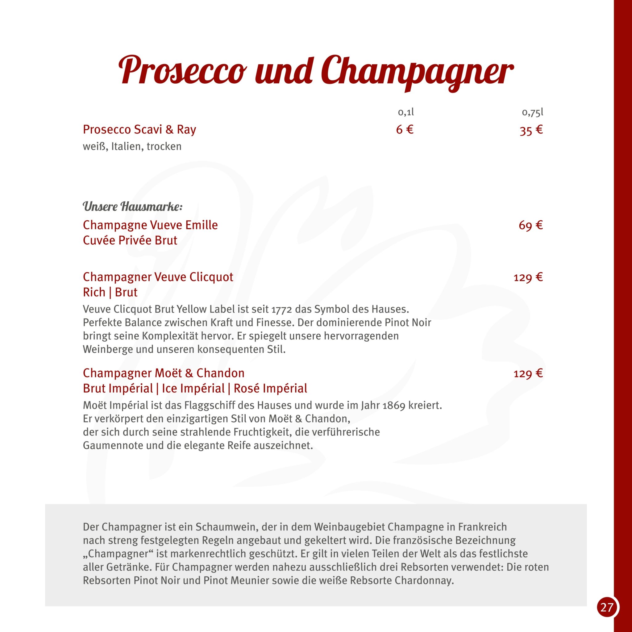 Speisen und Getränke - Restaurant am Boddensee
